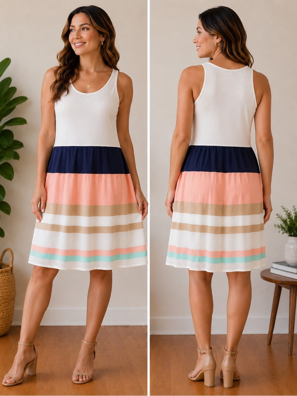 Double Zero Boutique Colorblock Fit & Flare Dress | Size L | NWT